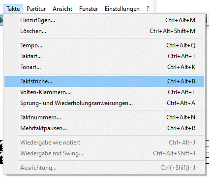 Taktstriche setzen Enocre Notation