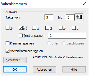Voltenklammern setzen Enocre Notation